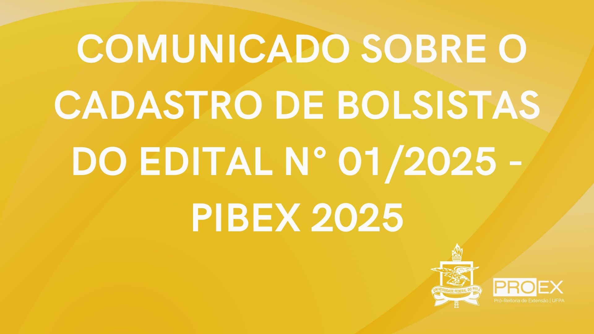 Comunicado sobre o Cadastro de Bolsistas do Edital N° 01/2025 - PIBEX 2025