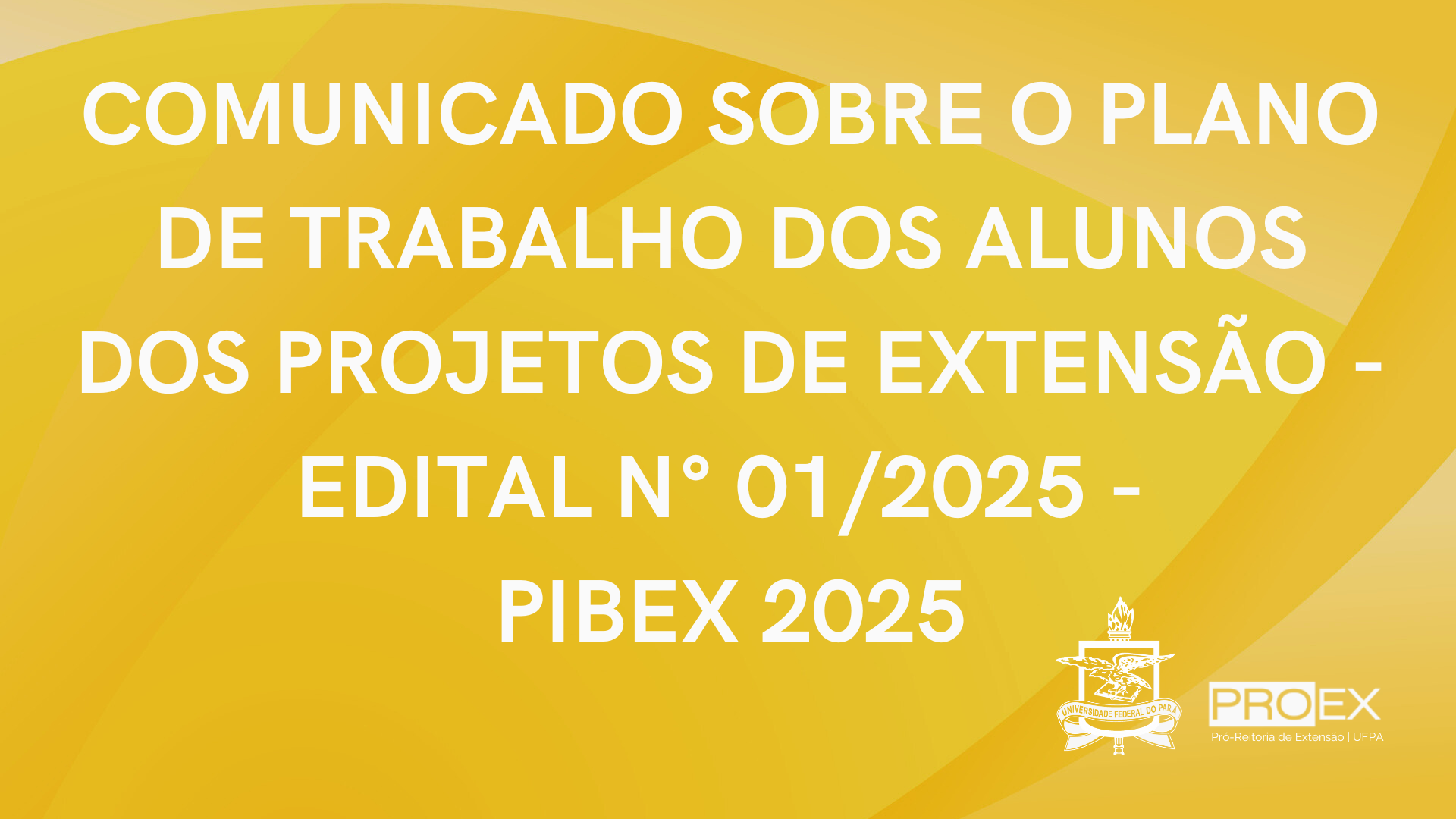 Comunicado sobre o Plano de Trabalho dos Alunos dos Projetos de Extensão - Edital N° 01/2025 - PIBEX 2025