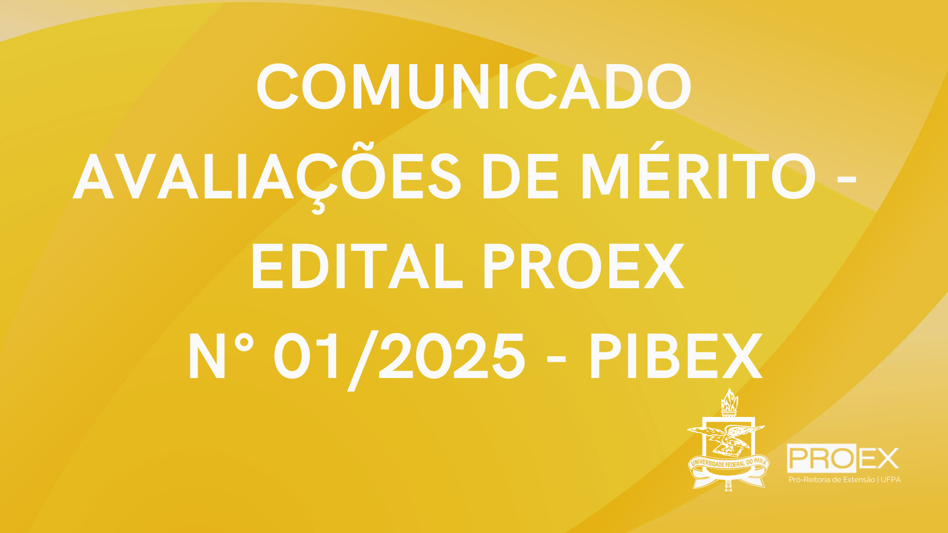 COMUNICADO  AVALIAÇÕES DE MÉRITO -  EDITAL PROEX  N° 01/2025 - PIBEX 2025